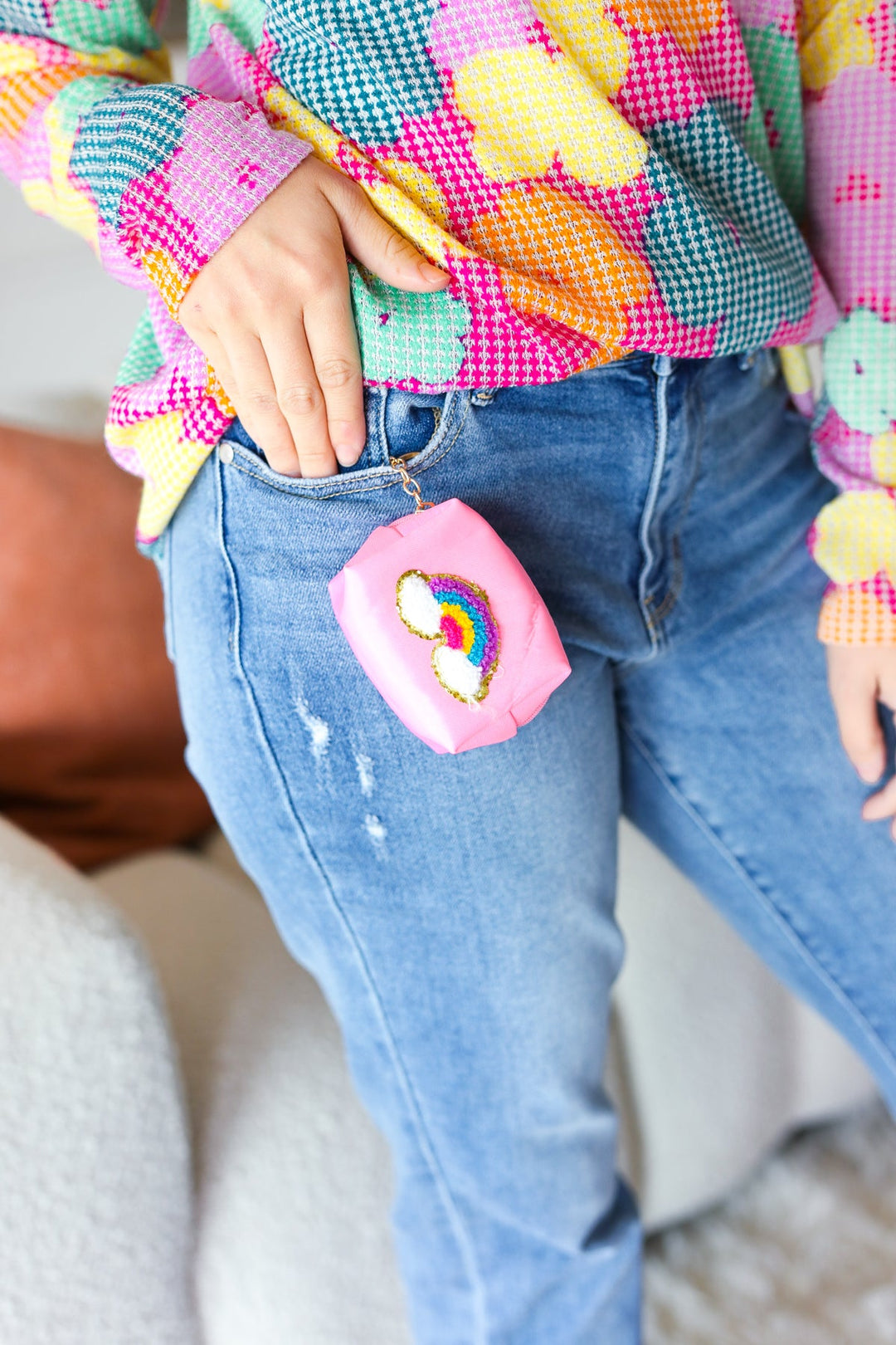 Bubblegum Pink Rainbow Patch Coin Purse Keychain-ICON-One Size Fits All-[option4]-[option5]-[option6]-[option7]-[option8]-Shop-Boutique-Clothing-for-Women-Online