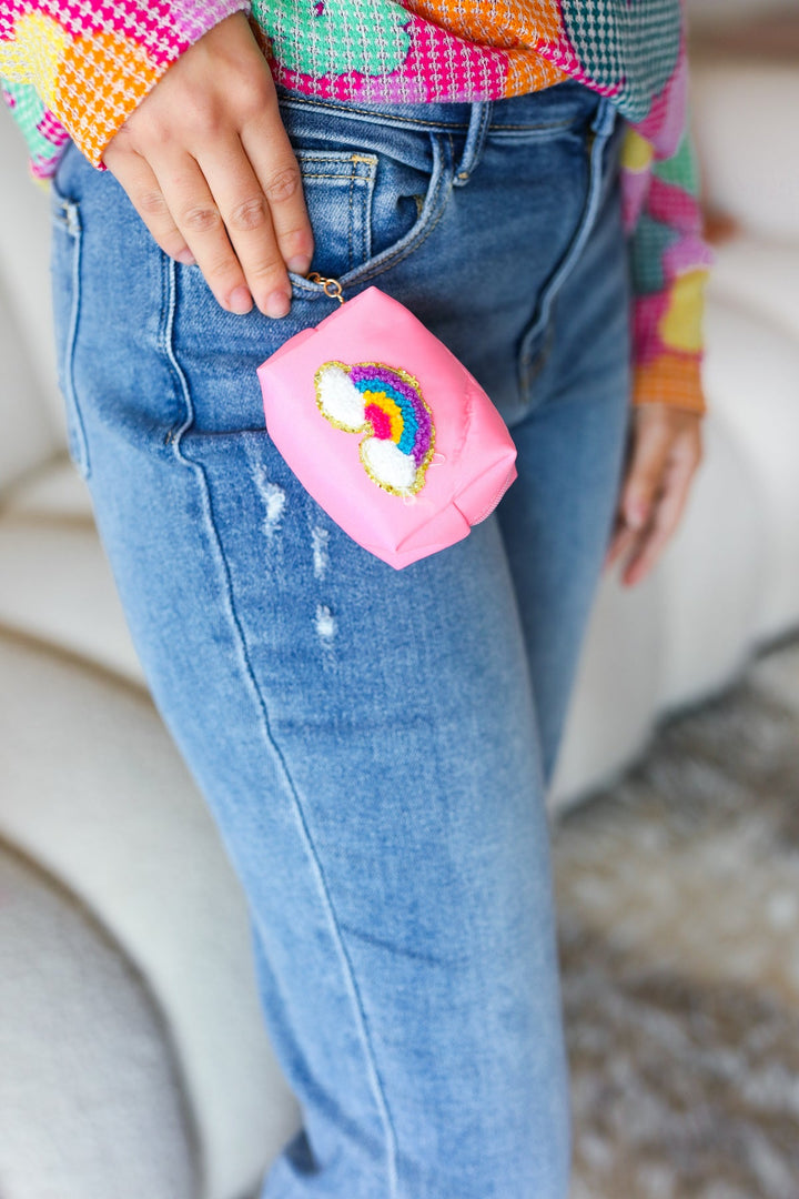 Bubblegum Pink Rainbow Patch Coin Purse Keychain-ICON-One Size Fits All-[option4]-[option5]-[option6]-[option7]-[option8]-Shop-Boutique-Clothing-for-Women-Online
