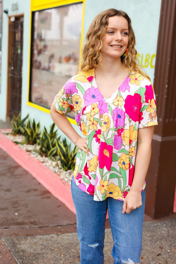 Multicolor Floral V Neck Dolman Top-Haptics-[option4]-[option5]-[option6]-[option7]-[option8]-Shop-Boutique-Clothing-for-Women-Online