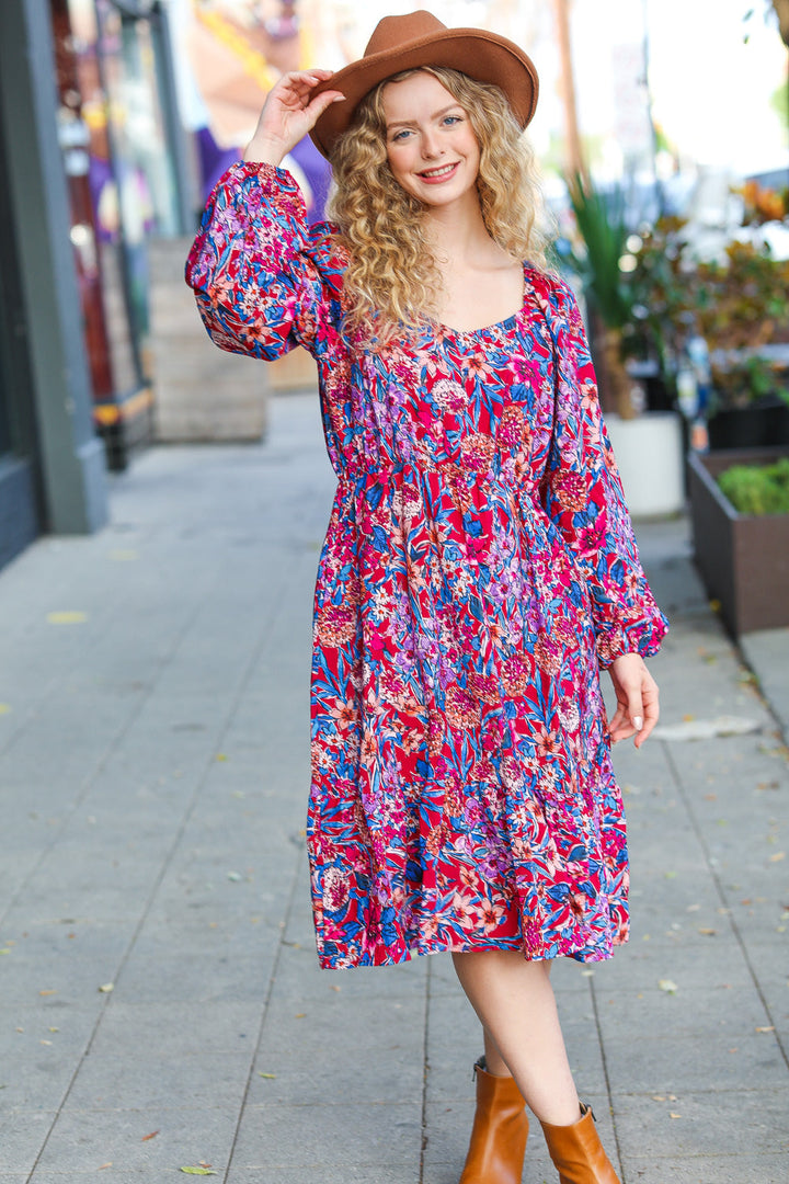 Haptics Take The Leap Magenta Floral Print Midi Dress-Haptics-[option4]-[option5]-[option6]-[option7]-[option8]-Shop-Boutique-Clothing-for-Women-Online