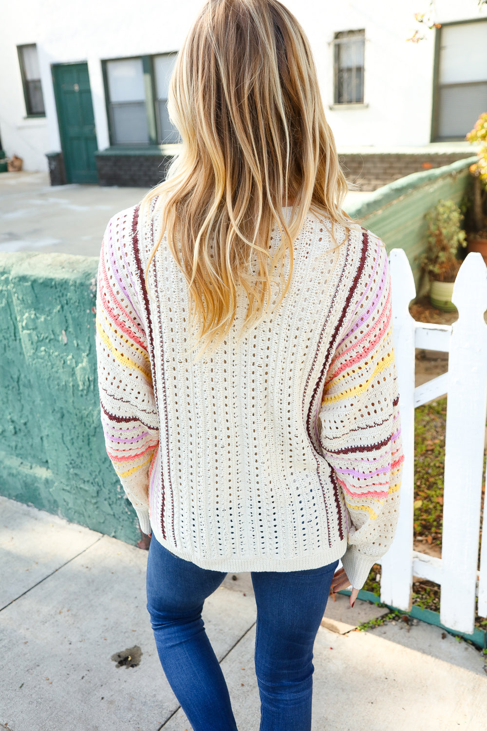 Easy Living Oatmeal Multicolor Stripe Dolman Crochet Cardigan-Haptics-[option4]-[option5]-[option6]-[option7]-[option8]-Shop-Boutique-Clothing-for-Women-Online