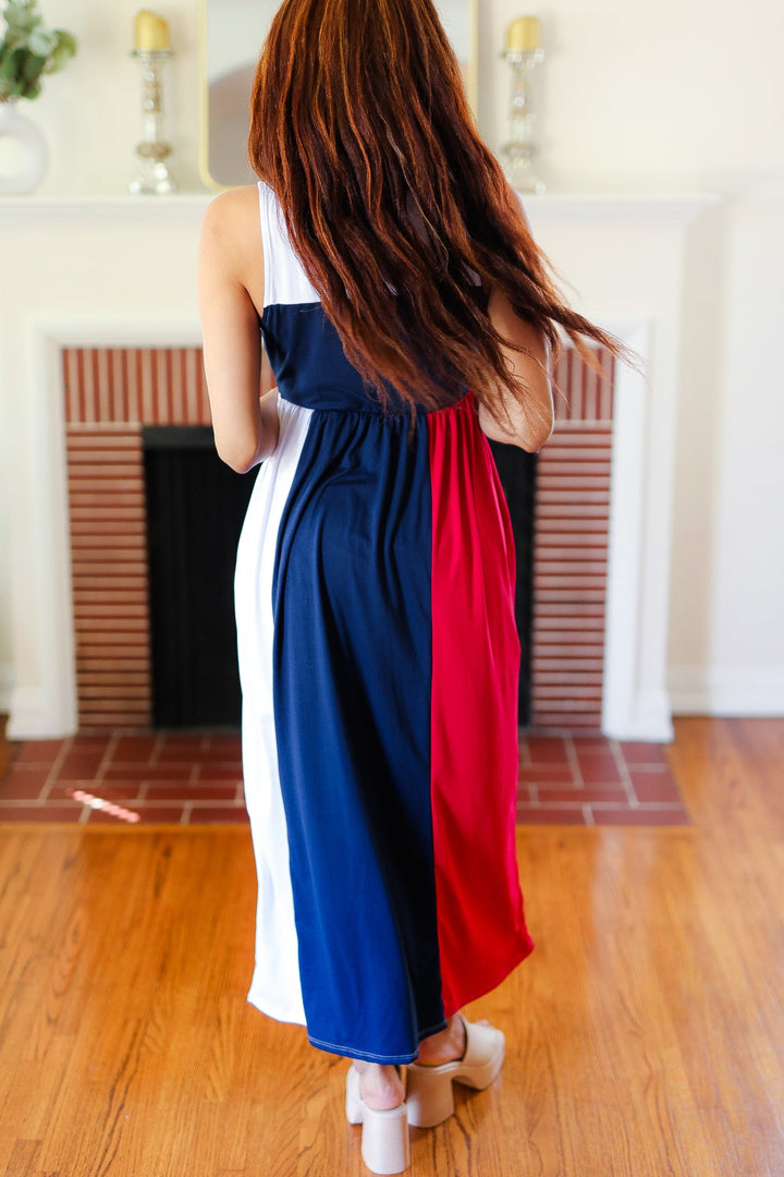 Patriotic Color Block Fit & Flare Maxi Dress-Haptics-[option4]-[option5]-[option6]-[option7]-[option8]-Shop-Boutique-Clothing-for-Women-Online