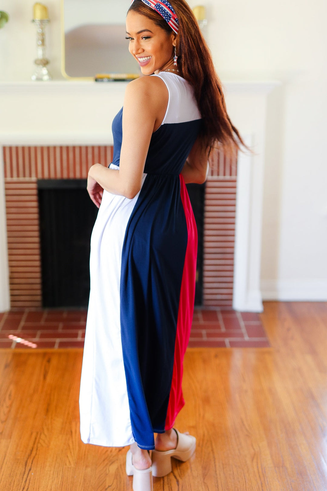 Patriotic Color Block Fit & Flare Maxi Dress-Haptics-[option4]-[option5]-[option6]-[option7]-[option8]-Shop-Boutique-Clothing-for-Women-Online