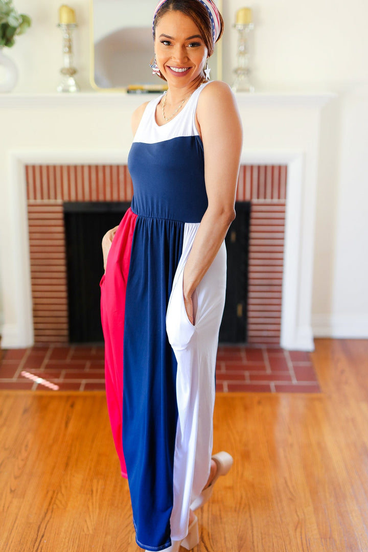 Patriotic Color Block Fit & Flare Maxi Dress-Haptics-[option4]-[option5]-[option6]-[option7]-[option8]-Shop-Boutique-Clothing-for-Women-Online