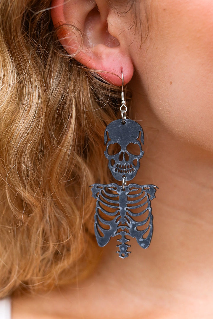 Black Skeleton Acrylic Drop Earrings-ICON-One Size Fits All-[option4]-[option5]-[option6]-[option7]-[option8]-Shop-Boutique-Clothing-for-Women-Online