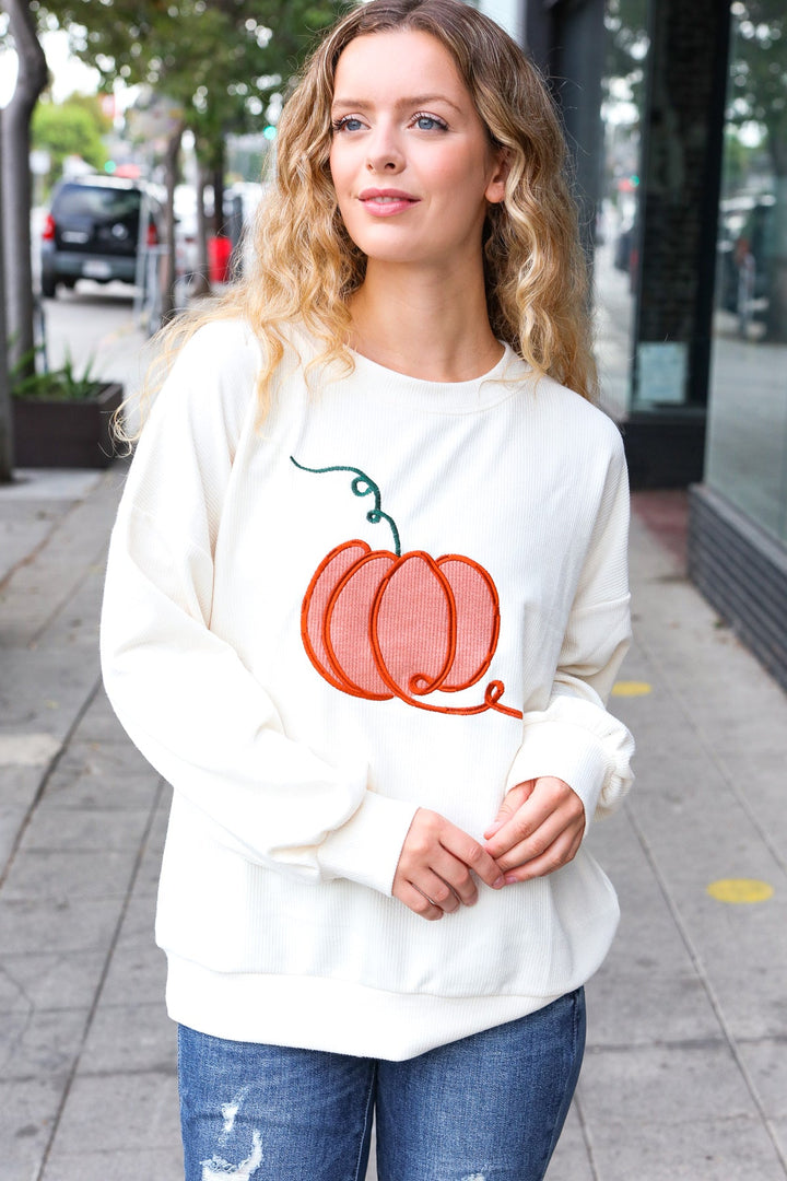 Halloween Lovely Ivory Embroidered Pumpkin Knit Sweater-Haptics-[option4]-[option5]-[option6]-[option7]-[option8]-Shop-Boutique-Clothing-for-Women-Online