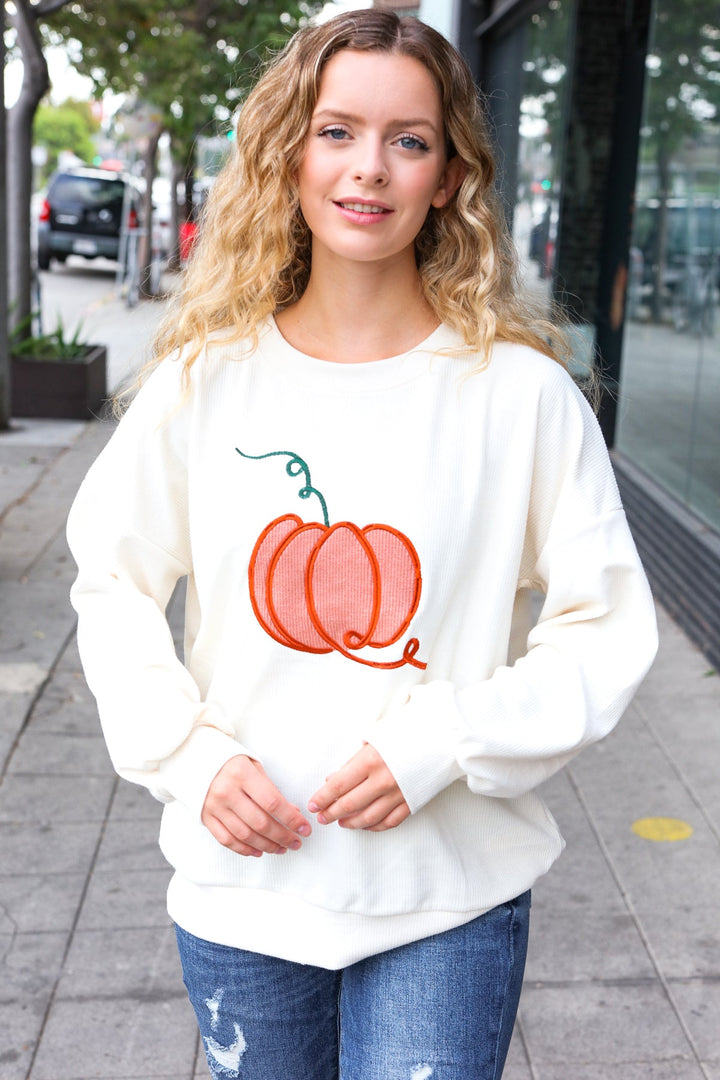 Halloween Lovely Ivory Embroidered Pumpkin Knit Sweater-Haptics-[option4]-[option5]-[option6]-[option7]-[option8]-Shop-Boutique-Clothing-for-Women-Online