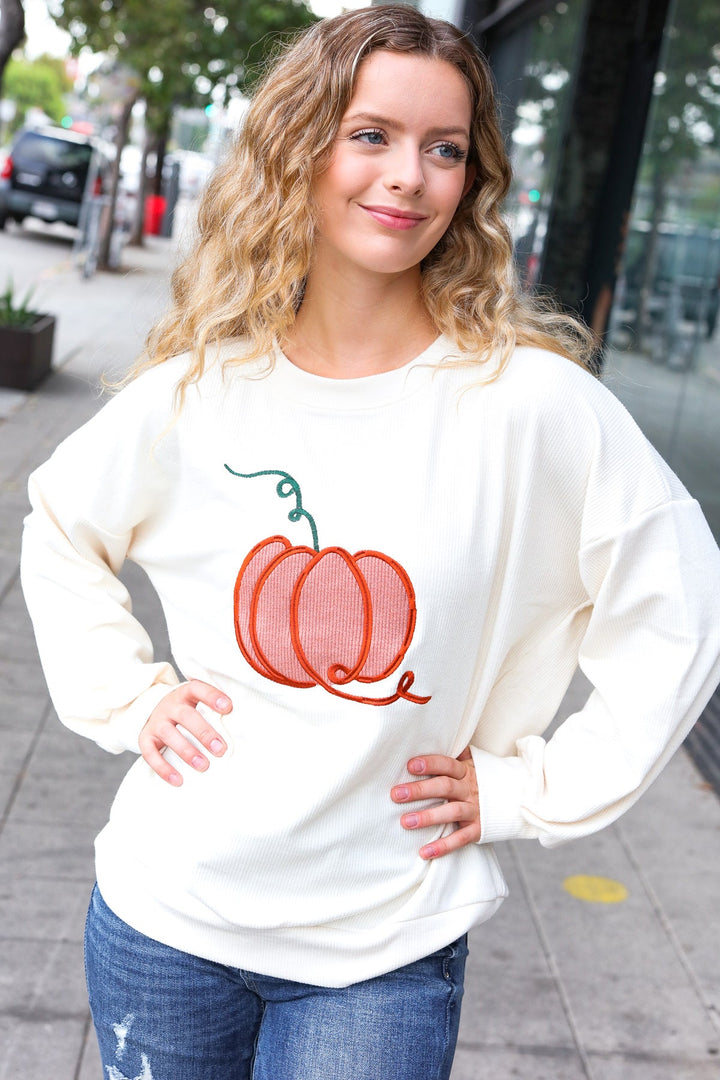 Halloween Lovely Ivory Embroidered Pumpkin Knit Sweater-Haptics-[option4]-[option5]-[option6]-[option7]-[option8]-Shop-Boutique-Clothing-for-Women-Online