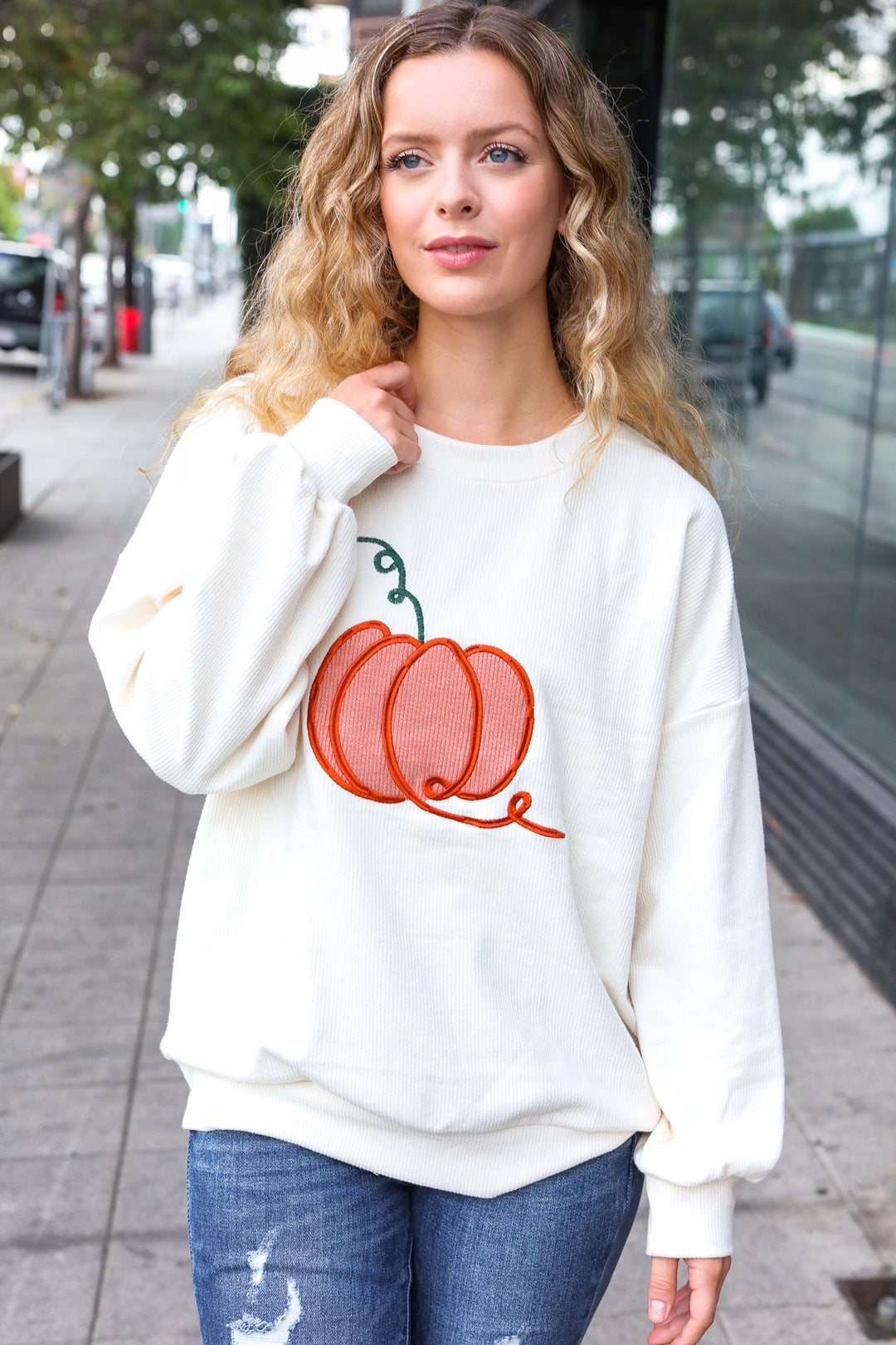 Halloween Lovely Ivory Embroidered Pumpkin Knit Sweater-Haptics-[option4]-[option5]-[option6]-[option7]-[option8]-Shop-Boutique-Clothing-for-Women-Online