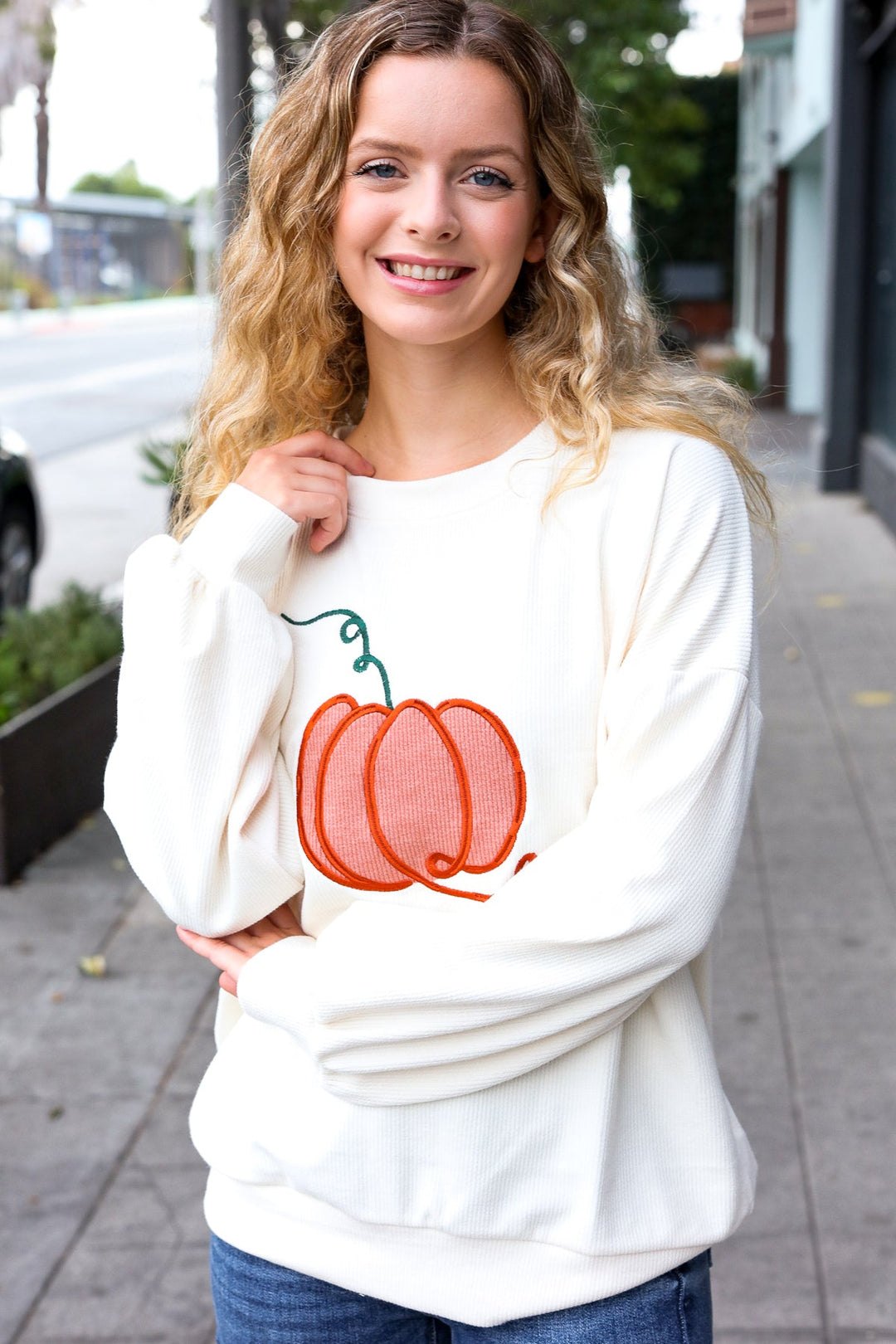 Halloween Lovely Ivory Embroidered Pumpkin Knit Sweater-Haptics-[option4]-[option5]-[option6]-[option7]-[option8]-Shop-Boutique-Clothing-for-Women-Online