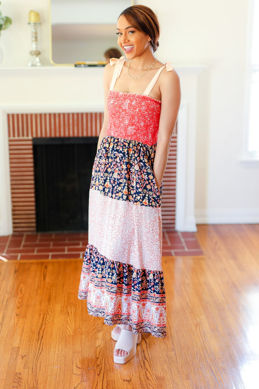 Vacay Vibes Orange Floral Smocked Tube Top Tiered Maxi Dress-Haptics-[option4]-[option5]-[option6]-[option7]-[option8]-Shop-Boutique-Clothing-for-Women-Online