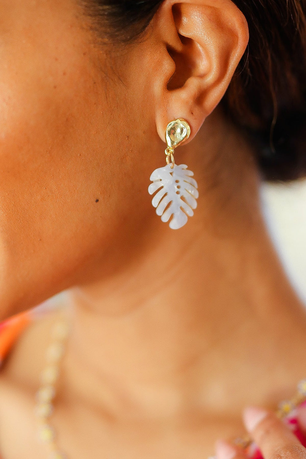 Pearl Tropical Acrylic Leaf Drop Earrings-ICON-One Size Fits All-[option4]-[option5]-[option6]-[option7]-[option8]-Shop-Boutique-Clothing-for-Women-Online