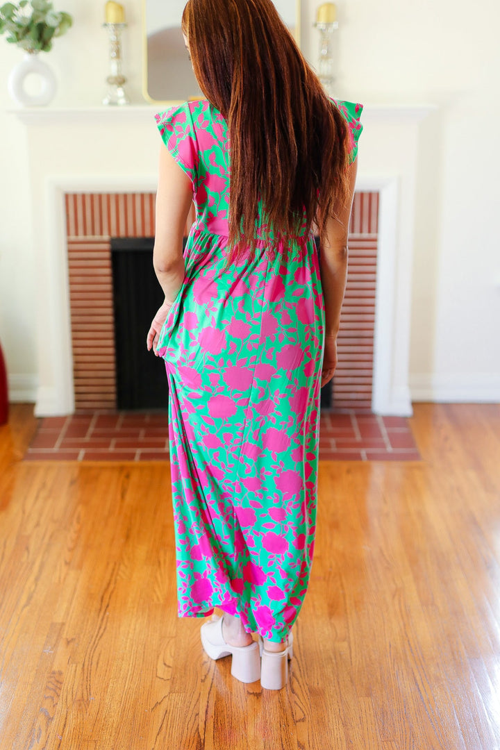 Stand Out Green & Fuchsia Floral Fit & Flare Maxi Dress-Haptics-[option4]-[option5]-[option6]-[option7]-[option8]-Shop-Boutique-Clothing-for-Women-Online