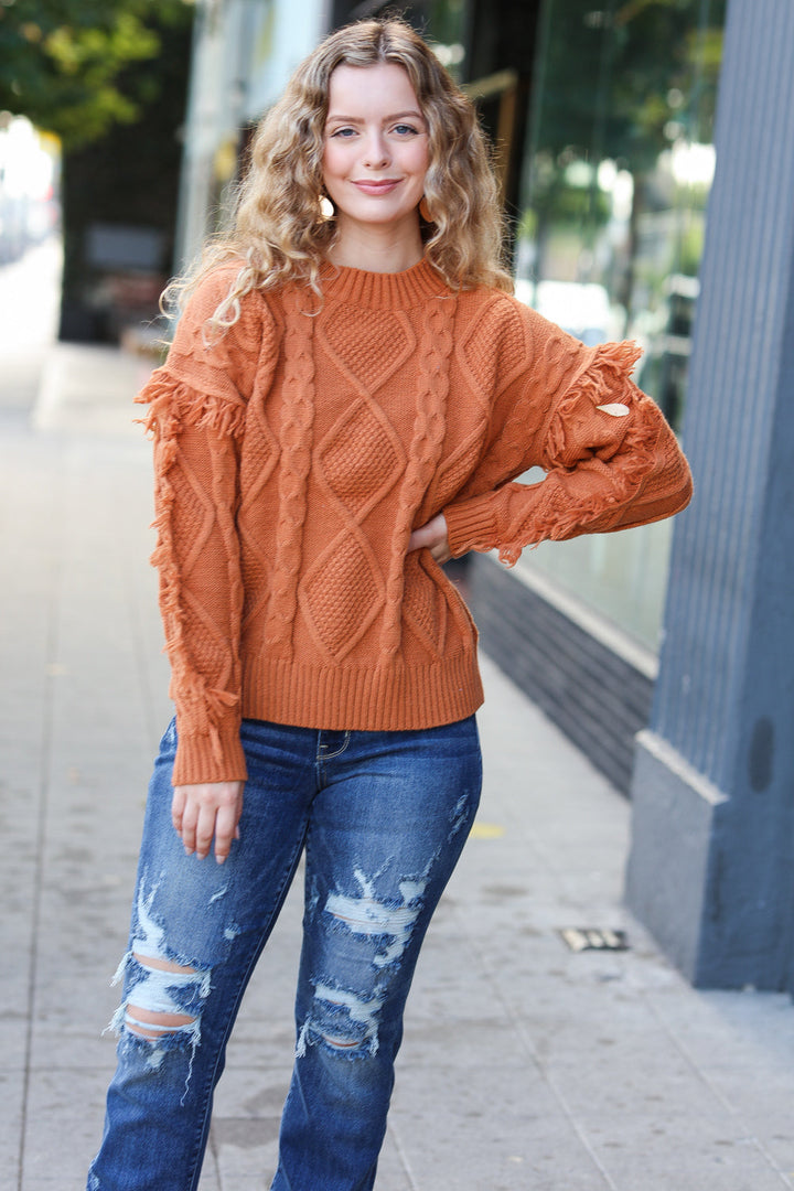 Joyful Days Rust Cable Knit Tassel Fringe Sweater-Haptics-[option4]-[option5]-[option6]-[option7]-[option8]-Shop-Boutique-Clothing-for-Women-Online