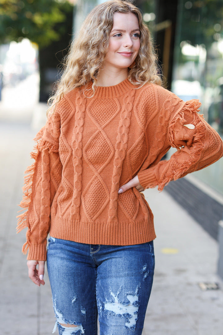 Joyful Days Rust Cable Knit Tassel Fringe Sweater-Haptics-[option4]-[option5]-[option6]-[option7]-[option8]-Shop-Boutique-Clothing-for-Women-Online