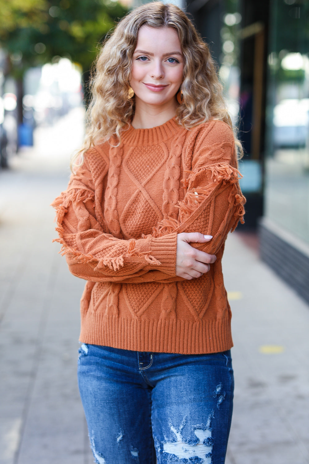 Joyful Days Rust Cable Knit Tassel Fringe Sweater-Haptics-[option4]-[option5]-[option6]-[option7]-[option8]-Shop-Boutique-Clothing-for-Women-Online