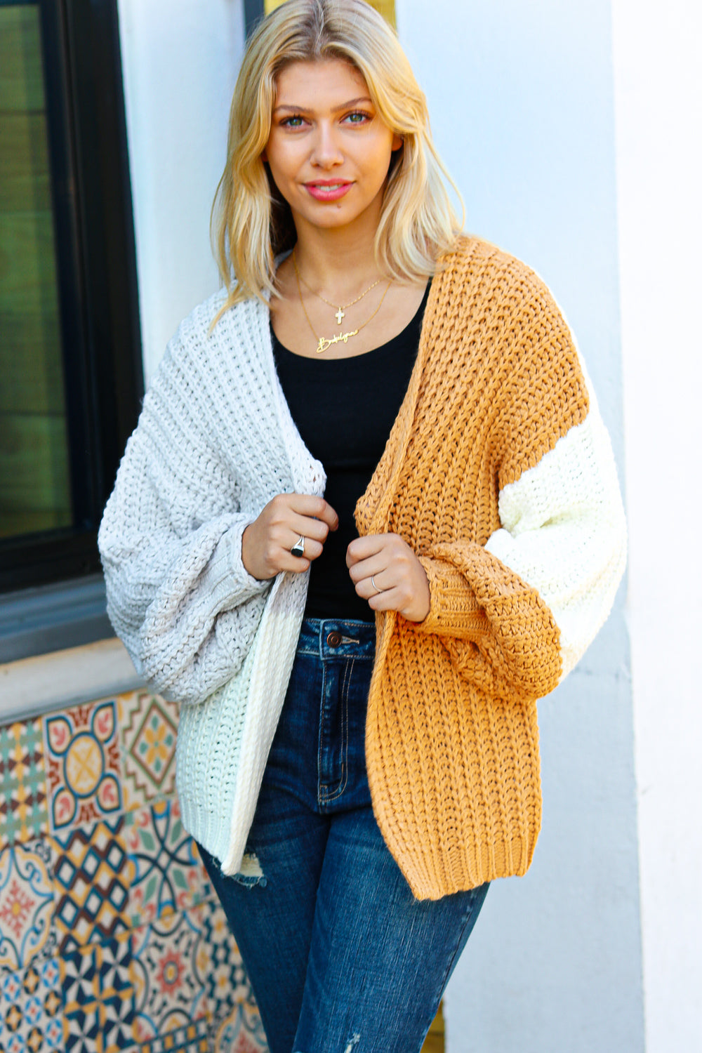 Haptics Face The Day Camel Color Block Chunky Knit Cardigan-Haptics-[option4]-[option5]-[option6]-[option7]-[option8]-Shop-Boutique-Clothing-for-Women-Online