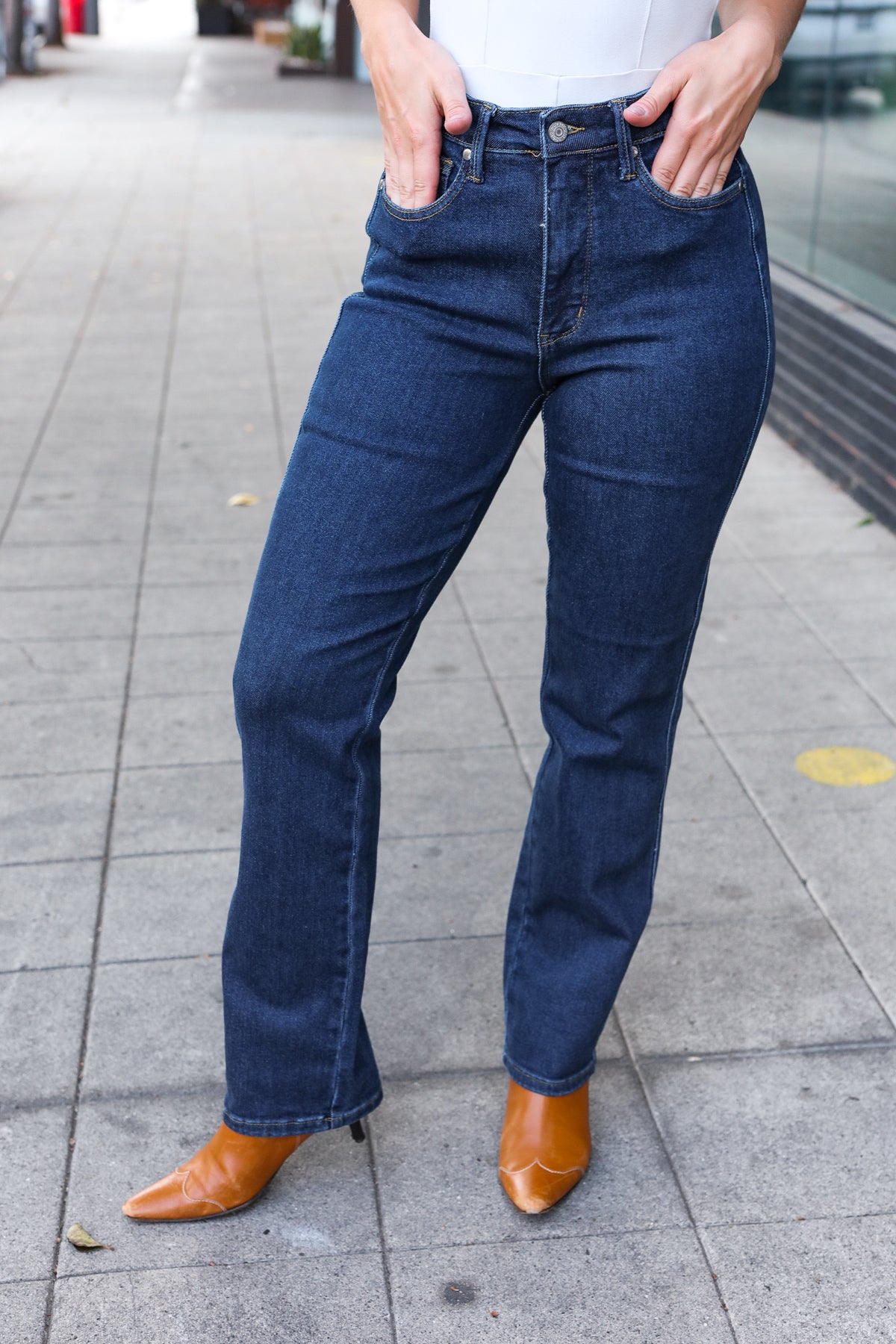 Judy Blue Dark Wash High Waisted Straight Fit Jeans-Judy Blue-[option4]-[option5]-[option6]-[option7]-[option8]-Shop-Boutique-Clothing-for-Women-Online