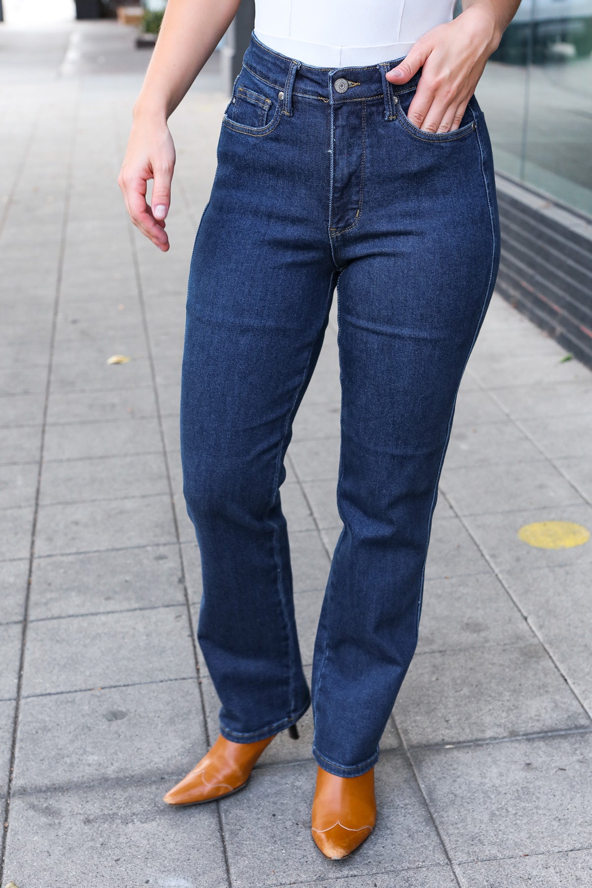 Judy Blue Dark Wash High Waisted Straight Fit Jeans-Judy Blue-[option4]-[option5]-[option6]-[option7]-[option8]-Shop-Boutique-Clothing-for-Women-Online