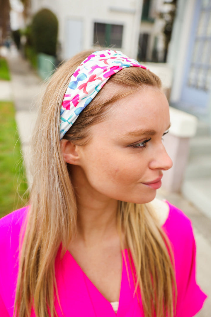 Red & Blue Valentine Bow Print Twist Headband-accessor-Jane Claire-One Size Fits All-[option4]-[option5]-[option6]-[option7]-[option8]-Shop-Boutique-Clothing-for-Women-Online