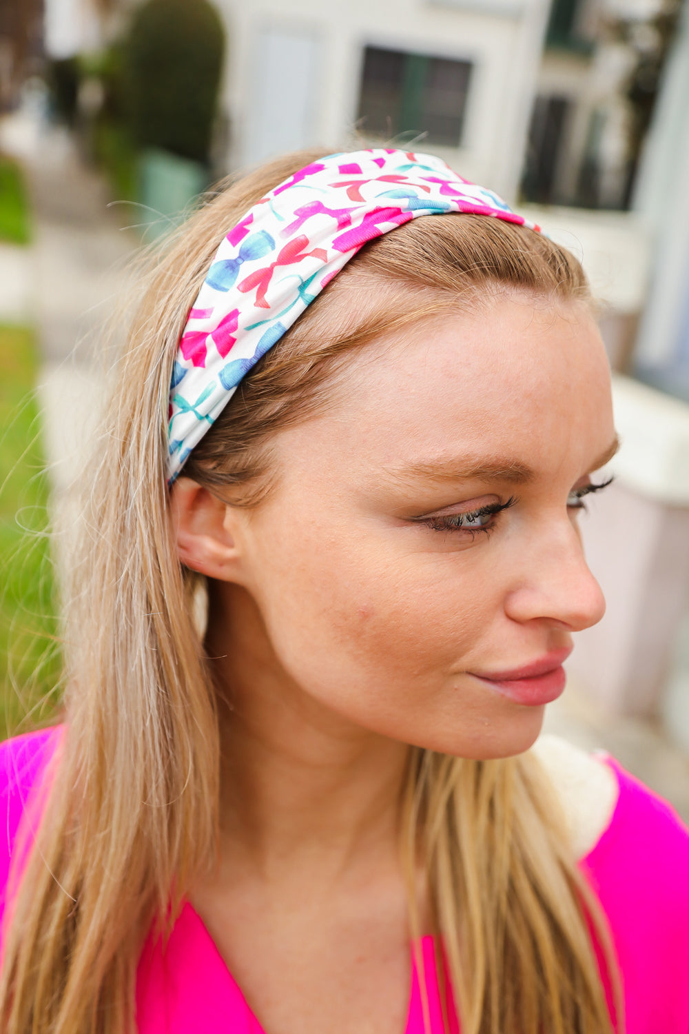 Red & Blue Valentine Bow Print Twist Headband-accessor-Jane Claire-One Size Fits All-[option4]-[option5]-[option6]-[option7]-[option8]-Shop-Boutique-Clothing-for-Women-Online