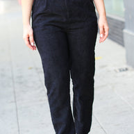 Zenana Going Your Way Black Corduroy High Rise Tapered Leg Pants-Zenana-[option4]-[option5]-[option6]-[option7]-[option8]-Shop-Boutique-Clothing-for-Women-Online