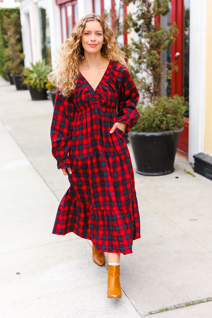 All I Want Red Plaid Elastic V Neck Tiered Maxi Dress-Haptics-[option4]-[option5]-[option6]-[option7]-[option8]-Shop-Boutique-Clothing-for-Women-Online