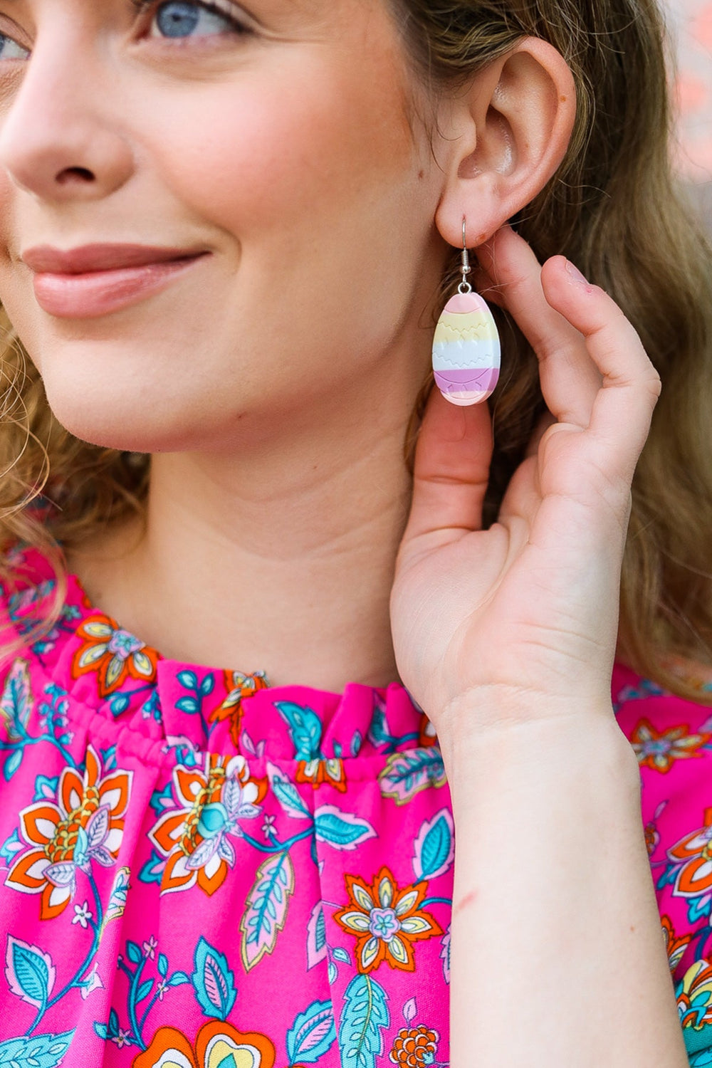 Multicolor Stripe Easter Egg Clay Dangle Earrings-Avenue Zoi-One Size Fits All-[option4]-[option5]-[option6]-[option7]-[option8]-Shop-Boutique-Clothing-for-Women-Online