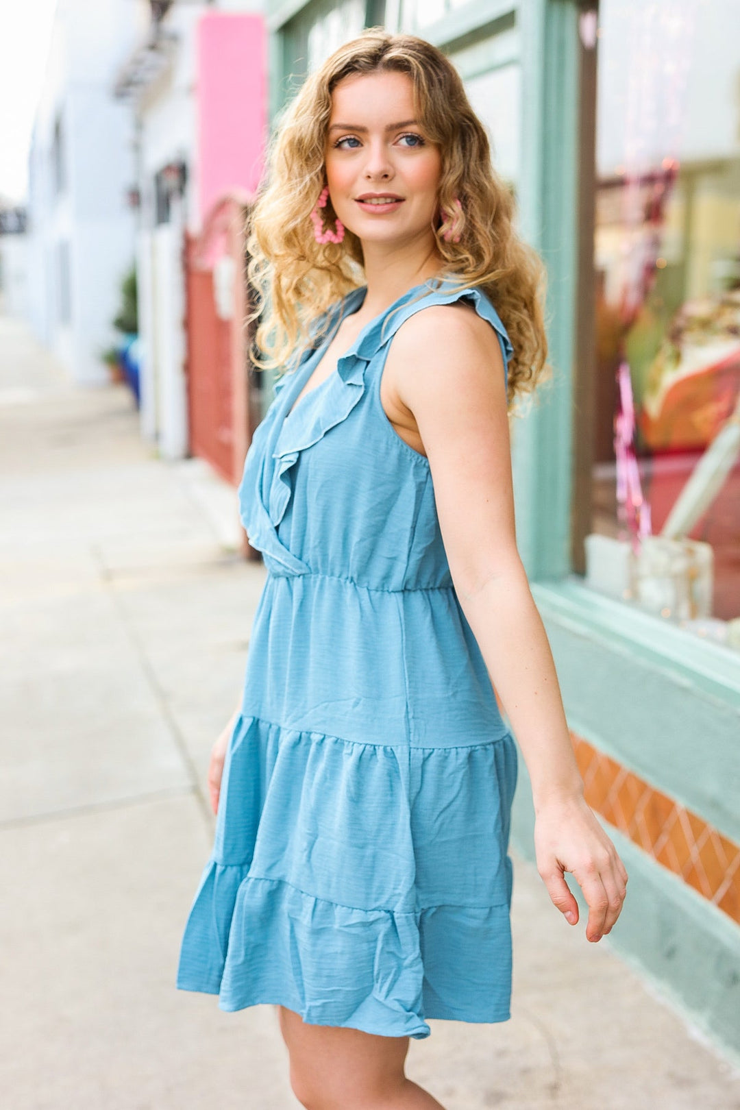 Find Romance Aquamarine Surplice Ruffle Tiered Dress-Beeson River-[option4]-[option5]-[option6]-[option7]-[option8]-Shop-Boutique-Clothing-for-Women-Online