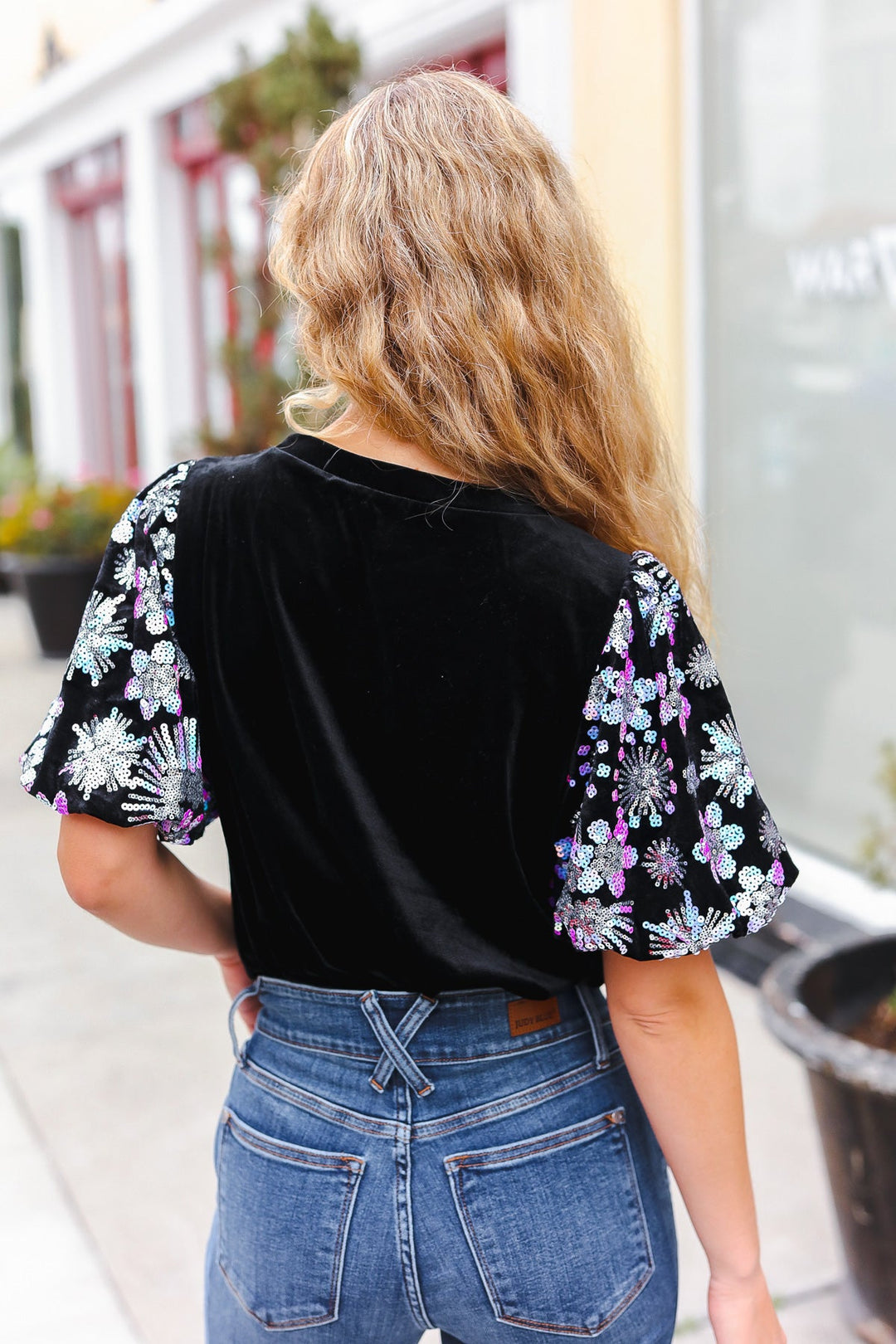 Feeling Glamorous Black Floral Sequin Puff Sleeve Velvet Top-Haptics-[option4]-[option5]-[option6]-[option7]-[option8]-Shop-Boutique-Clothing-for-Women-Online