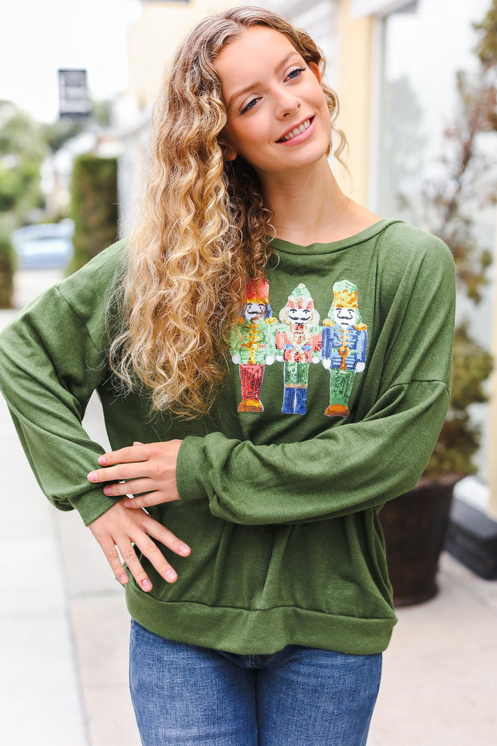 Be Merry Forest Green Nutcracker Sequin Hacci Top-Haptics-[option4]-[option5]-[option6]-[option7]-[option8]-Shop-Boutique-Clothing-for-Women-Online