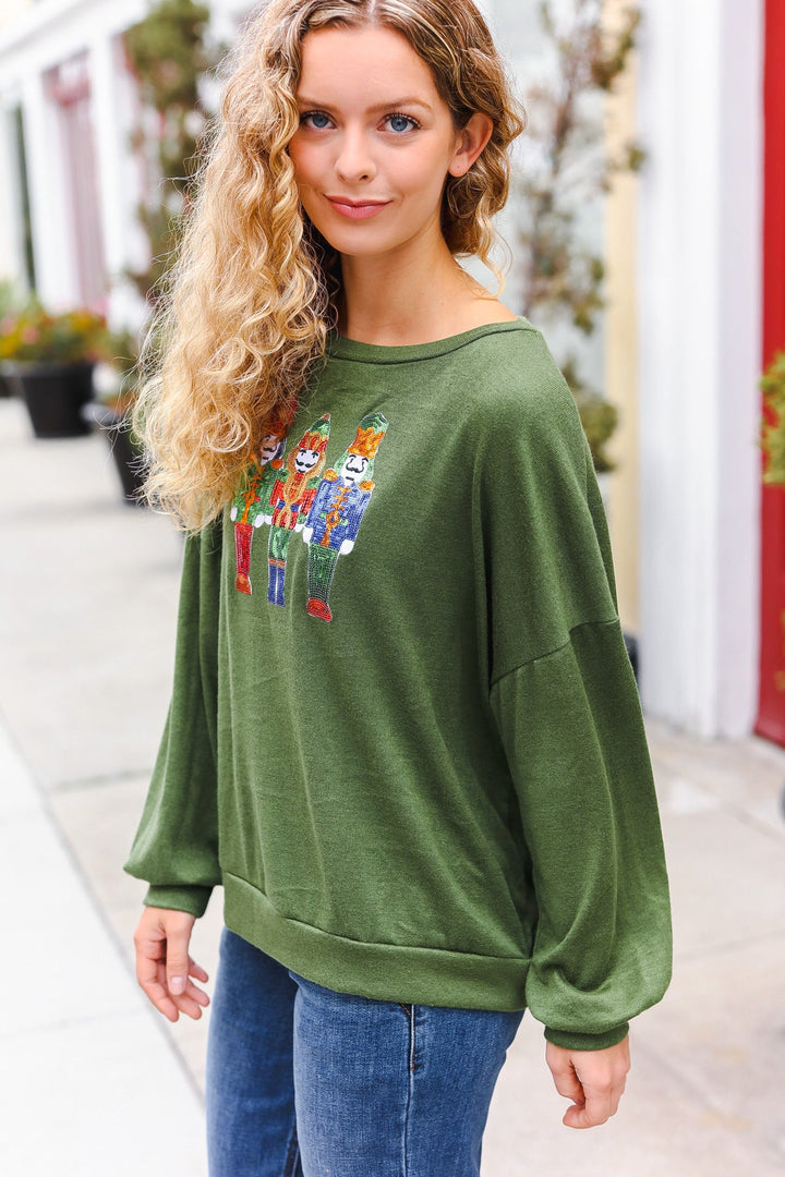 Be Merry Forest Green Nutcracker Sequin Hacci Top-Haptics-[option4]-[option5]-[option6]-[option7]-[option8]-Shop-Boutique-Clothing-for-Women-Online