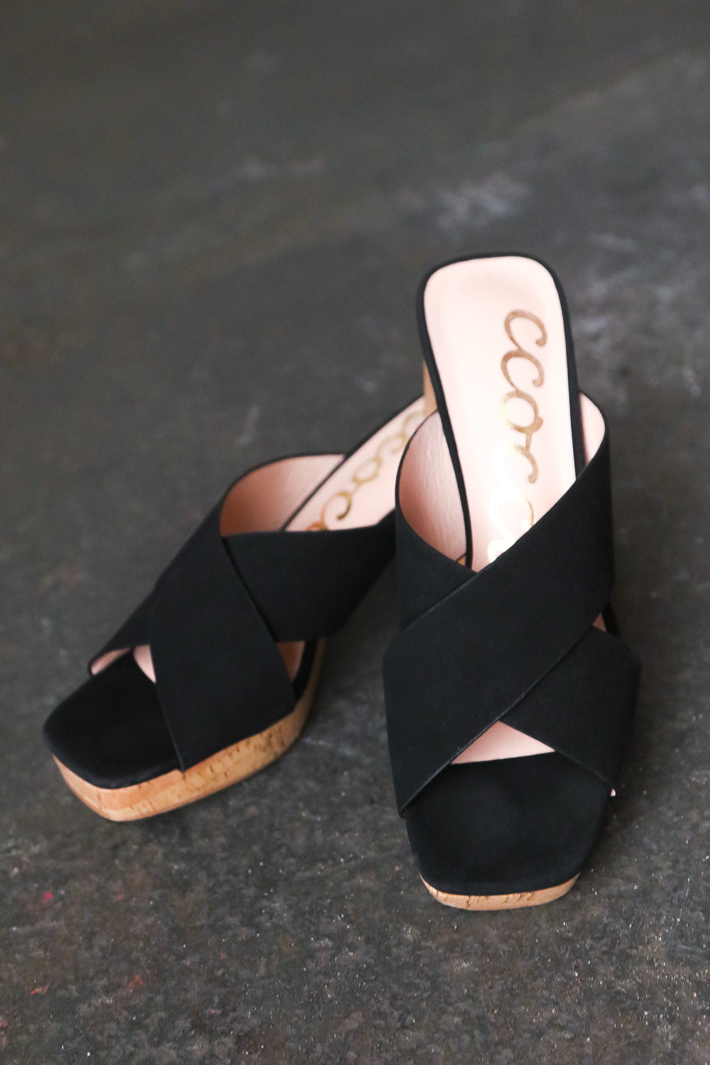 Black Chandra Faux Leather Cork Platform Sandals-CCOCCI-[option4]-[option5]-[option6]-[option7]-[option8]-Shop-Boutique-Clothing-for-Women-Online