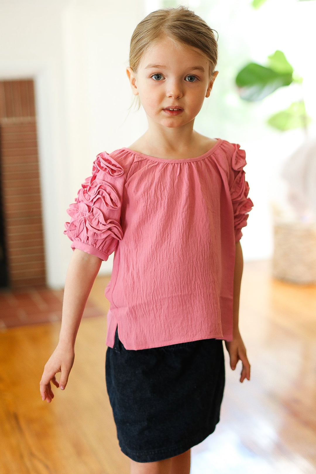 Kids Lovely Rose Ruffle Sleeve Side Slit Top-ODDI-[option4]-[option5]-[option6]-[option7]-[option8]-Shop-Boutique-Clothing-for-Women-Online