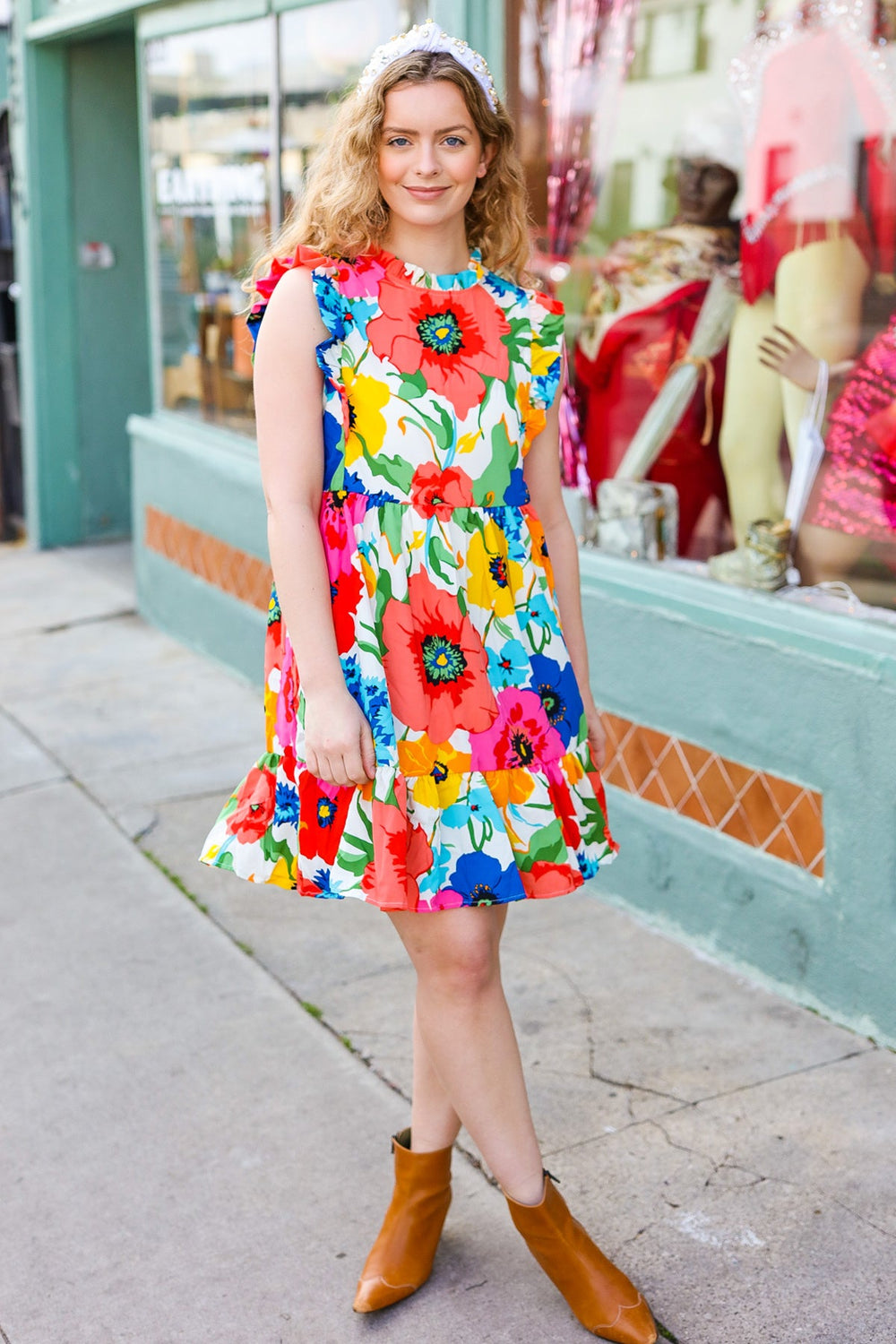Sunny Days Multicolor Floral Print Tiered Ruffle Sleeve Dress-Beeson River-[option4]-[option5]-[option6]-[option7]-[option8]-Shop-Boutique-Clothing-for-Women-Online