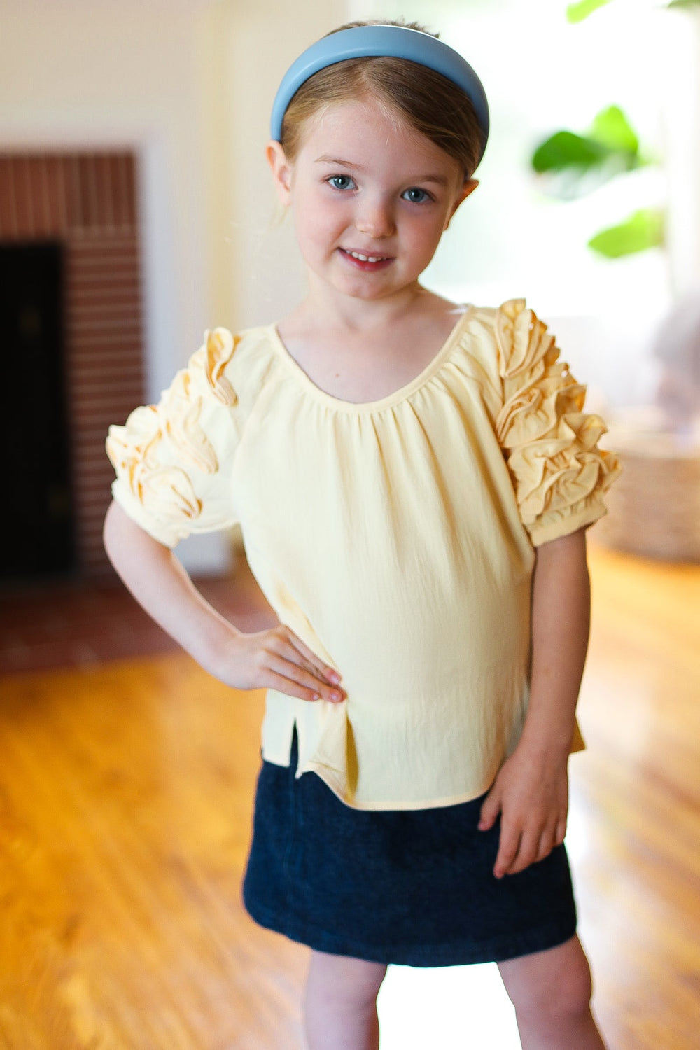 Kids Lovely Lemon Ruffle Sleeve Side Slit Top-ODDI-[option4]-[option5]-[option6]-[option7]-[option8]-Shop-Boutique-Clothing-for-Women-Online