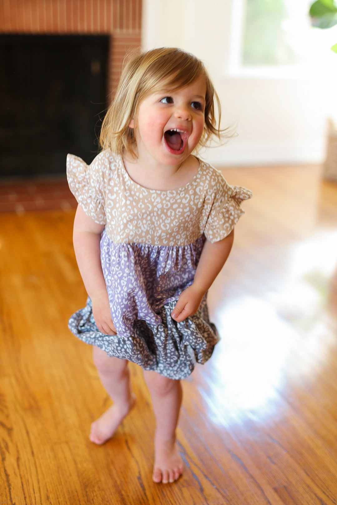 Kids Twirl Me Taupe & Lilac Tiered Babydoll Dress-ODDI-[option4]-[option5]-[option6]-[option7]-[option8]-Shop-Boutique-Clothing-for-Women-Online