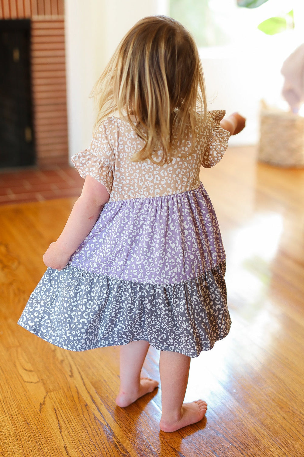 Kids Twirl Me Taupe & Lilac Tiered Babydoll Dress-ODDI-[option4]-[option5]-[option6]-[option7]-[option8]-Shop-Boutique-Clothing-for-Women-Online