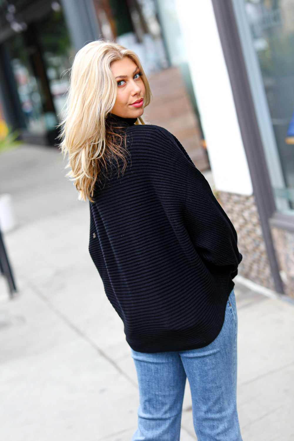 Lady In Black Ribbed Turtleneck Dolman Sweater-Zenana-[option4]-[option5]-[option6]-[option7]-[option8]-Shop-Boutique-Clothing-for-Women-Online