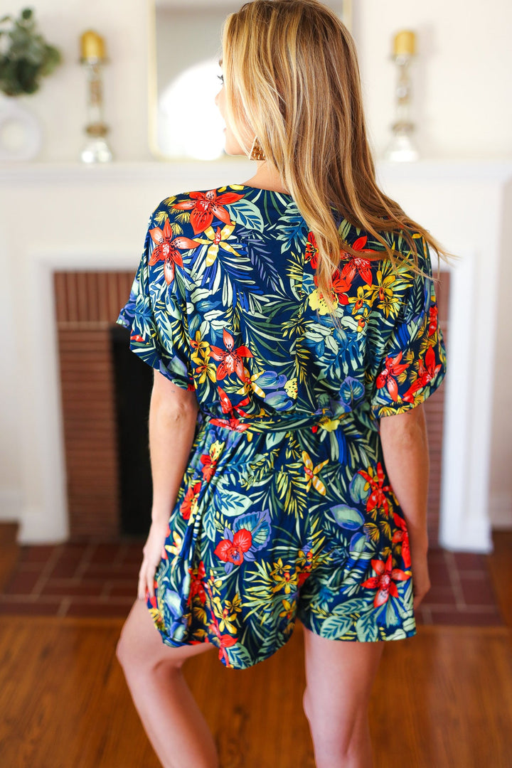 Navy Tropical Floral Surplice Romper-Haptics-[option4]-[option5]-[option6]-[option7]-[option8]-Shop-Boutique-Clothing-for-Women-Online