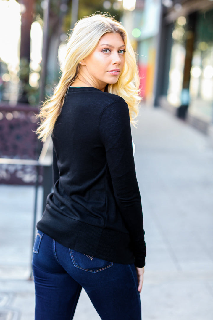 Zenana Day On The Town Black Snap Button Rib Detail Cardigan-Zenana-[option4]-[option5]-[option6]-[option7]-[option8]-Shop-Boutique-Clothing-for-Women-Online