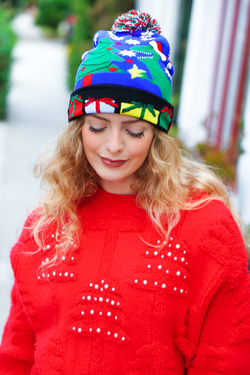 Dinosaur and Presents Pom-Pom Beanie-ICON-One Size Fits All-[option4]-[option5]-[option6]-[option7]-[option8]-Shop-Boutique-Clothing-for-Women-Online