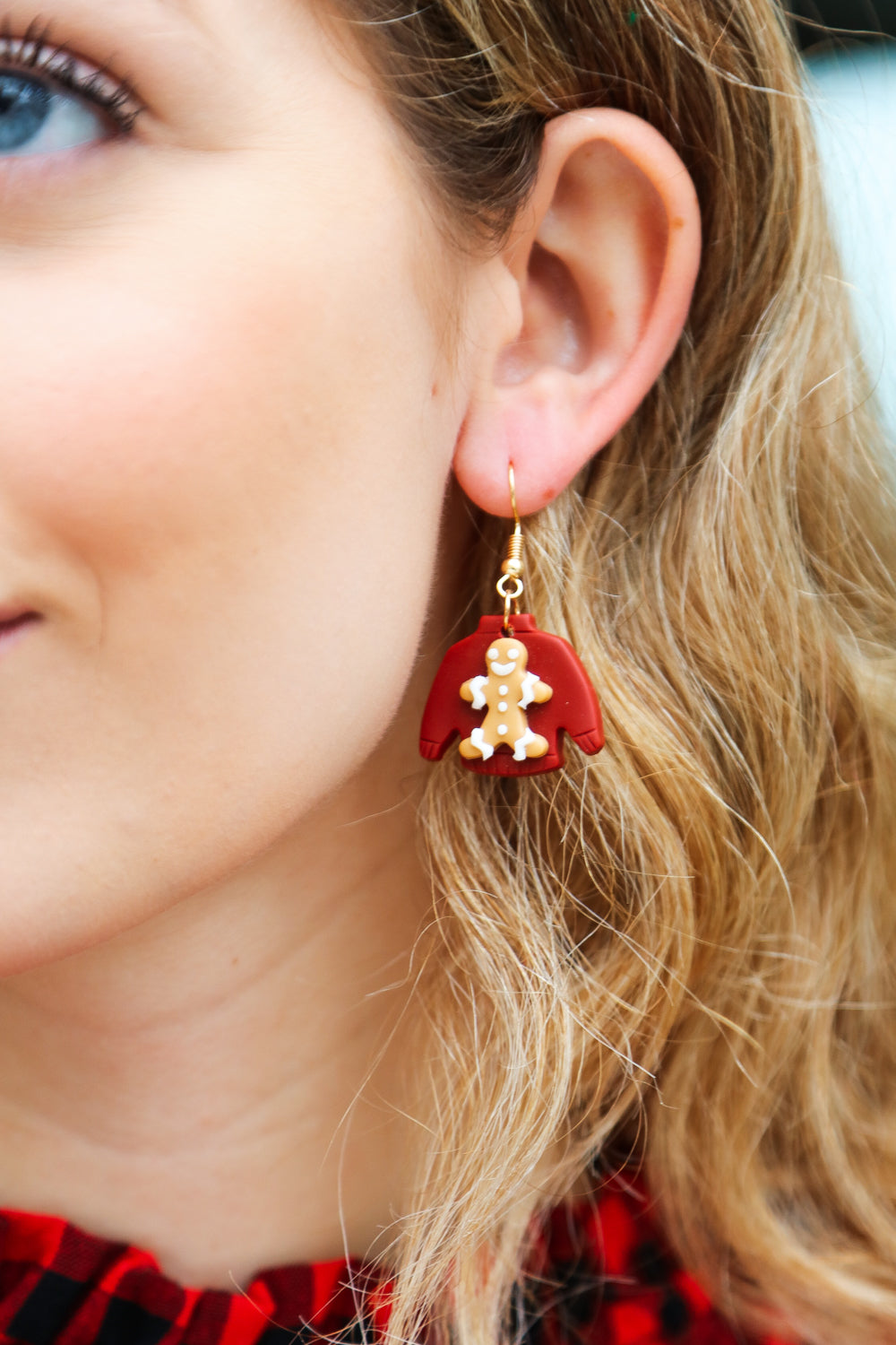 Gingerbread Man Sweater Clay Dangle Earrings-Gilded Lilly-One Size Fits All-[option4]-[option5]-[option6]-[option7]-[option8]-Shop-Boutique-Clothing-for-Women-Online