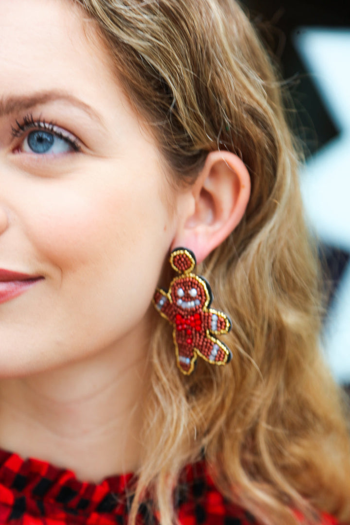 Gingerbread Man Beaded Dangle Earrings-Gilded Lilly-One Size Fits All-[option4]-[option5]-[option6]-[option7]-[option8]-Shop-Boutique-Clothing-for-Women-Online