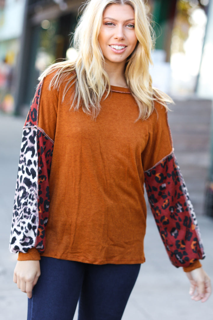 Haptics More Than Lovely Rust Colorblock Leopard Knit Top-Haptics-[option4]-[option5]-[option6]-[option7]-[option8]-Shop-Boutique-Clothing-for-Women-Online