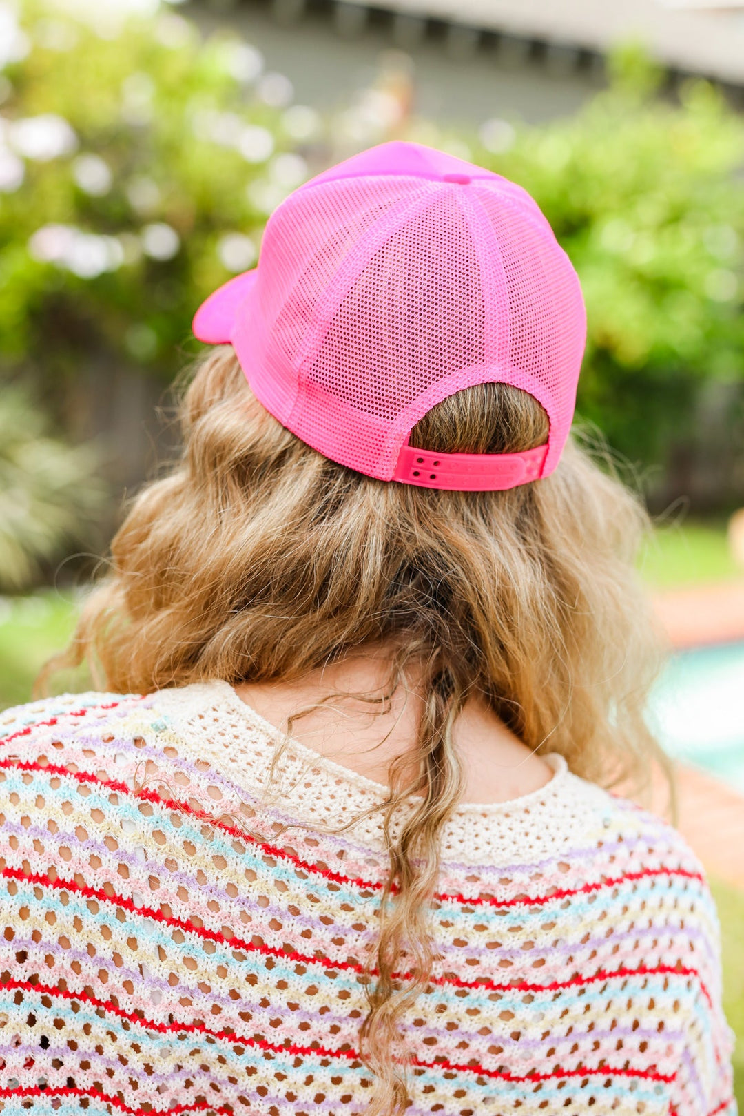 Neon Pink Glitter Smiley Face Mesh Trucker Hat-ANARK STREET-One Size Fits All-[option4]-[option5]-[option6]-[option7]-[option8]-Shop-Boutique-Clothing-for-Women-Online