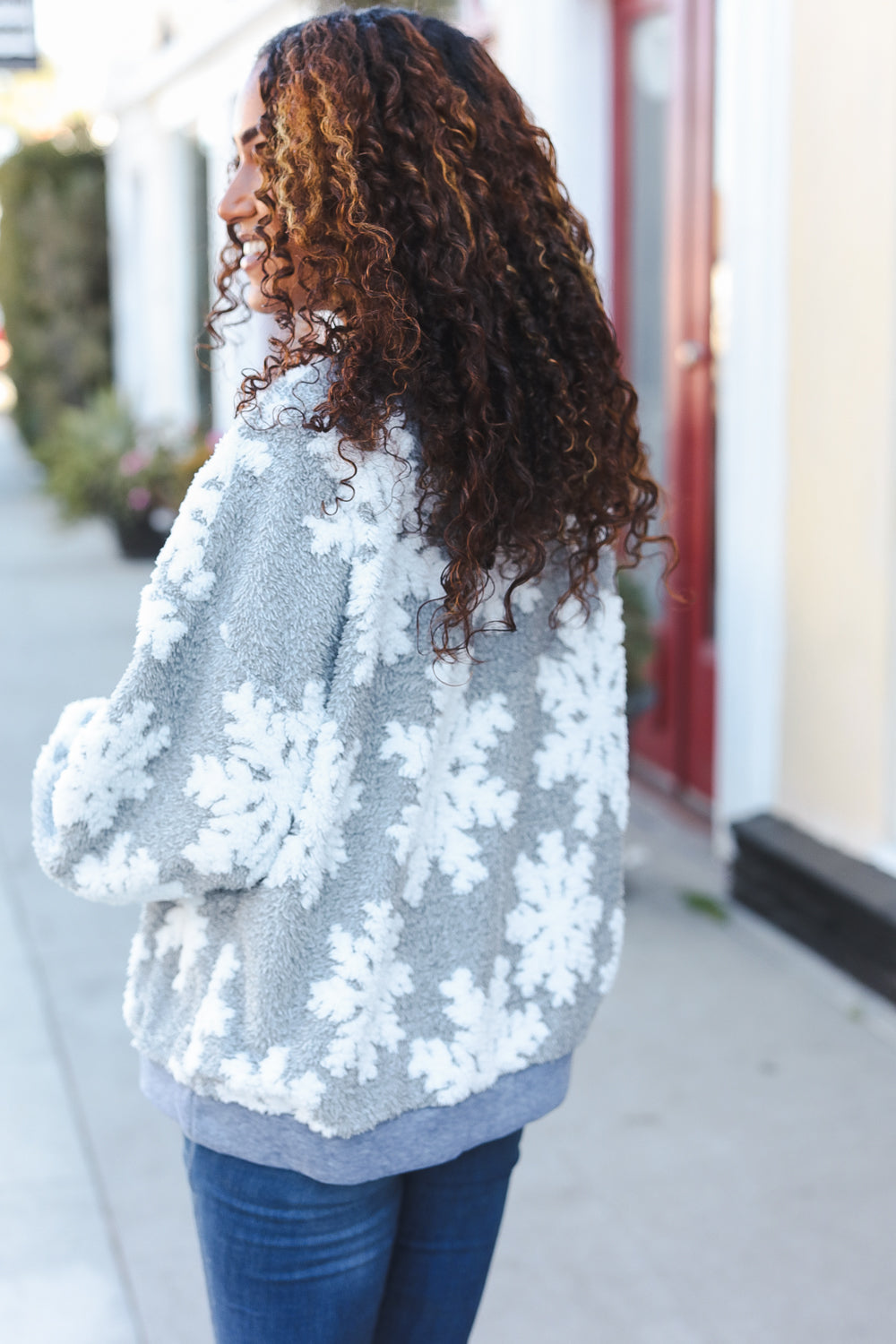 Season Greetings Silver Puffy Snowflake Sherpa Pullover-Haptics-[option4]-[option5]-[option6]-[option7]-[option8]-Shop-Boutique-Clothing-for-Women-Online