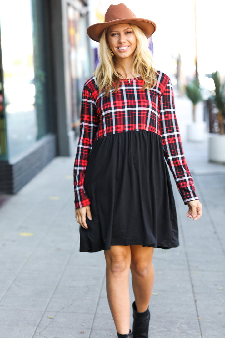 Holiday Plaid Twofer Babydoll Dress-Haptics-[option4]-[option5]-[option6]-[option7]-[option8]-Shop-Boutique-Clothing-for-Women-Online