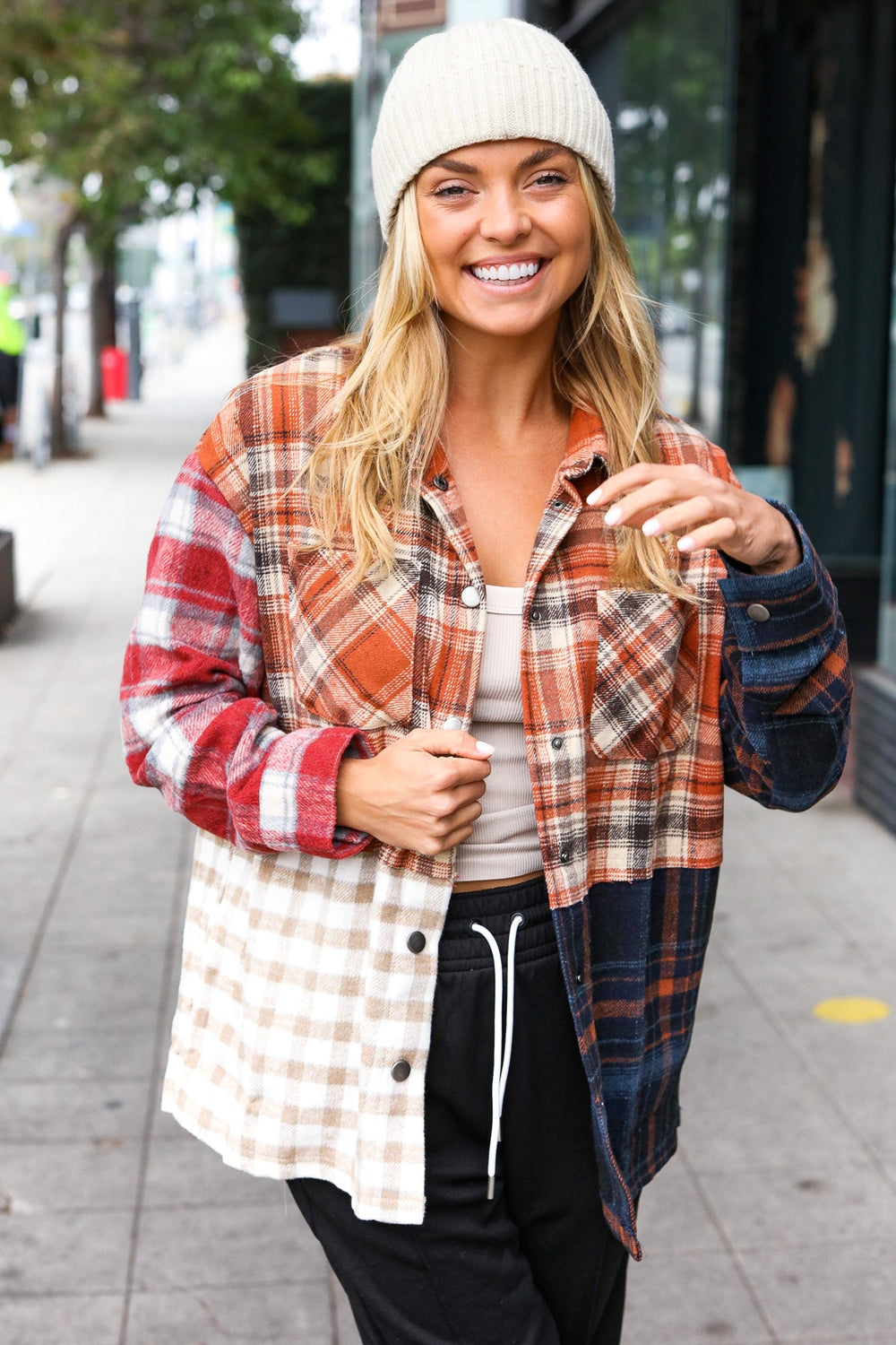 Catch Glances Muticolor Plaid Color Block Snap Button Shacket-Haptics-[option4]-[option5]-[option6]-[option7]-[option8]-Shop-Boutique-Clothing-for-Women-Online