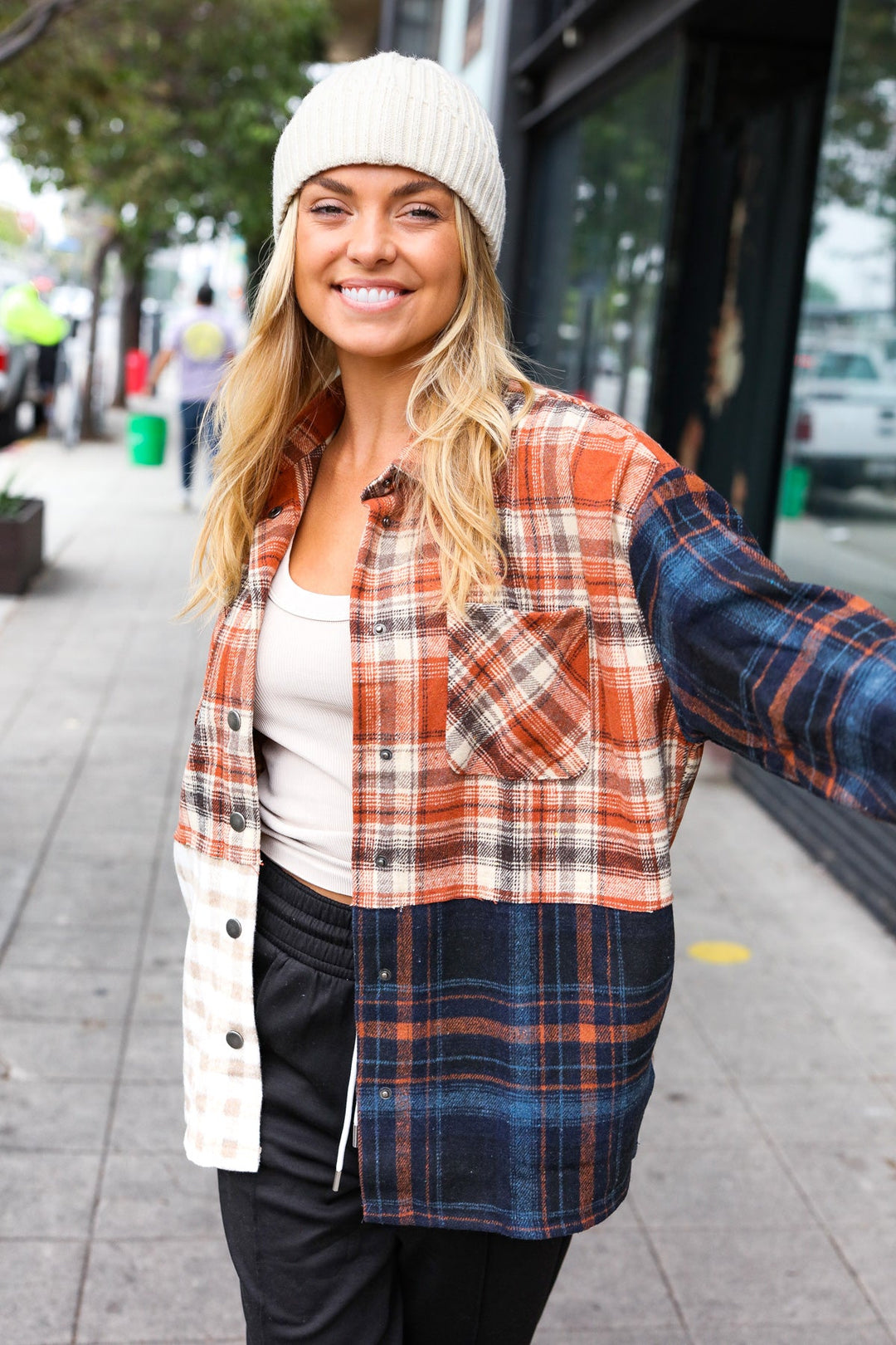 Catch Glances Muticolor Plaid Color Block Snap Button Shacket-Haptics-[option4]-[option5]-[option6]-[option7]-[option8]-Shop-Boutique-Clothing-for-Women-Online